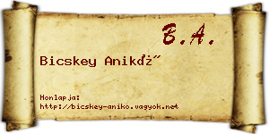 Bicskey Anikó névjegykártya